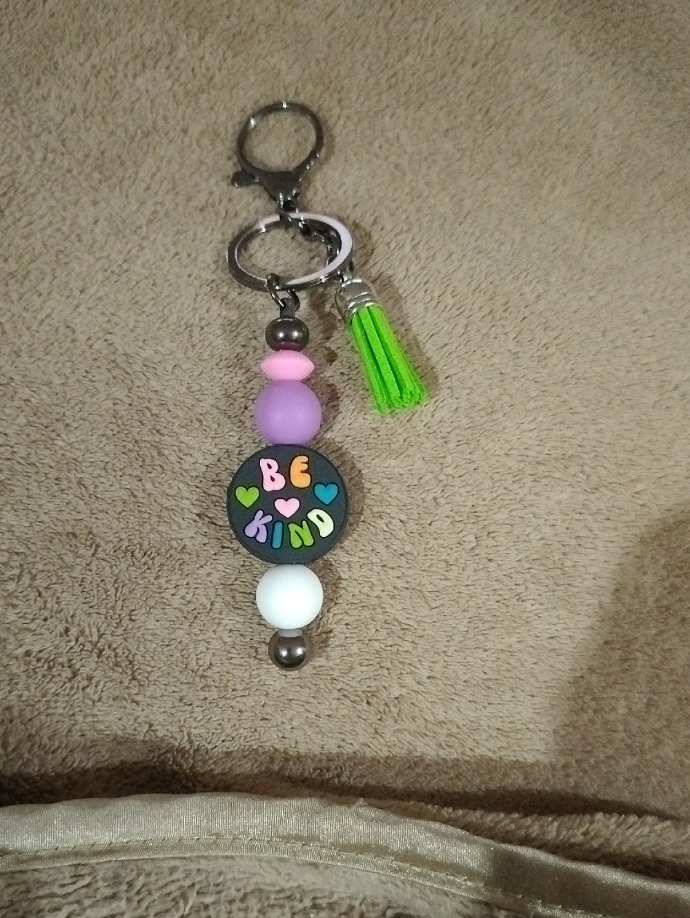 Be Kind Purple & Neon Green  Keychain Charm